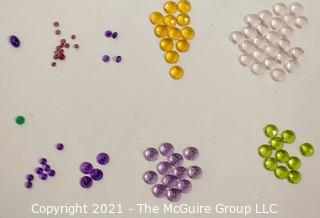 Group of Loose Oval Gemstone Cabochon Flat Back Gemstones. Includes Amethysts, Garnets, Citrine, Rose Quarts, Peridot and Emerald. 