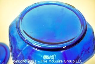 Oversized Cobalt Blue Glass Planters Pennant Peanut Jar with Lid.  Measures 10" x 13". *