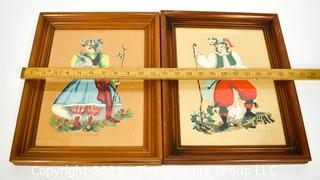 Pair of Vintage 1950's  Margo Alexander Of California Sophisticated Provincials Under Glass.  They each measure 12" x 15".. 