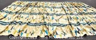 Vintage Mid Century Art Deco Barkcloth Curtains for Cutting in Atomic Pattern. Measures 93" x 130"