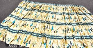 Vintage Mid Century Art Deco Barkcloth Curtains for Cutting in Atomic Pattern. Measures 93" x 130"