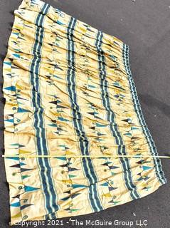 Vintage Mid Century Art Deco Barkcloth Curtains for Cutting in Atomic Pattern. Measures 93" x 130"