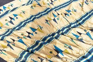 Vintage Mid Century Art Deco Barkcloth Curtains for Cutting in Atomic Pattern. Measures 90" x 110"