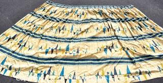 Vintage Mid Century Art Deco Barkcloth Curtains for Cutting in Atomic Pattern. Measures 90" x 110"