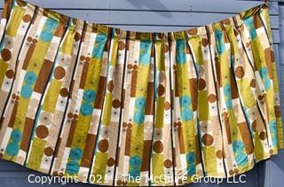 Vintage Mid Century Art Deco Barkcloth Curtains for Cutting in Atomic Pattern. Measures 56" x 109"