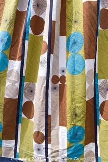 Vintage Mid Century Art Deco Barkcloth Curtains for Cutting in Atomic Pattern. Measures 56" x 109"