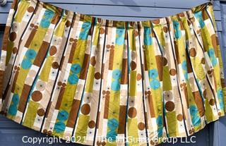 Vintage Mid Century Art Deco Barkcloth Curtains for Cutting in Atomic Pattern. Measures 56" x 109"