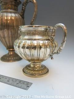 Silverplated coffee/tea pot, creamer and sugar