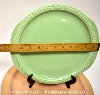 Group of Mid Century Serving Items Including Mosaic Trivet Trays and Pottery Chargers. 