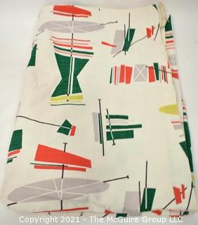 Vintage Mid Century Art Deco Designed Barkcloth Fabric  Curtain for Cutting  in Atomic Design. Measures 60" x 80" *