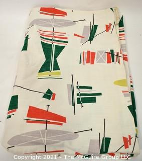 Vintage Mid Century Art Deco Designed Barkcloth Fabric  Curtain for Cutting  in Atomic Design. Measures 60" x 80" *