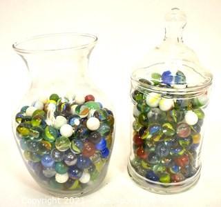 Group of Vintage Glass Marbles, In Case You Lose Yours.  Glass Vase Not Included. 