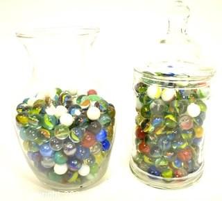 Group of Vintage Glass Marbles, In Case You Lose Yours.  Glass Vase Not Included. 