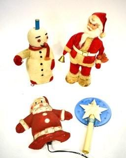 Four Vintage Christmas Decorations and Lights. 