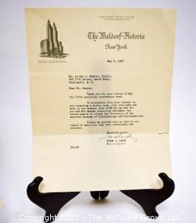 Collection of Ephemera including ads for typewriters, illuminated pencils and The Waldorf Astoria 