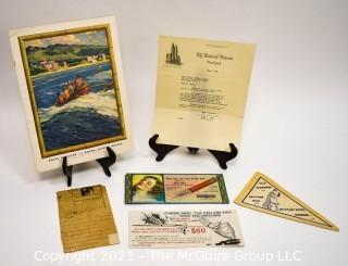 Collection of Ephemera including ads for typewriters, illuminated pencils and The Waldorf Astoria 