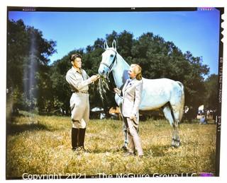 1947 Large Format Color Negative (4" x 5") of Ronald Reagan & Peggy Knudsen on Stallion Road Movie Film Set.