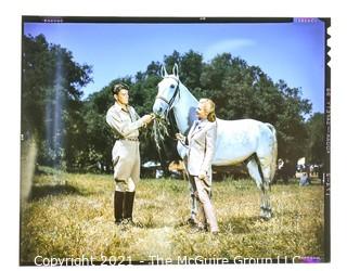 1947 Large Format Color Negative (4" x 5") of Ronald Reagan & Peggy Knudsen on Stallion Road Movie Film Set.