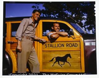 1947 Large Format Color Negative (4" x 5") of Ronald Reagan on Stallion Road Movie Film Set. *