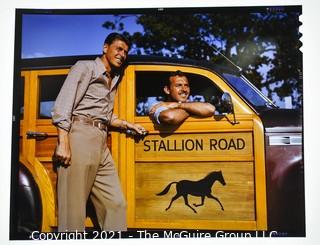 1947 Large Format Color Negative (4" x 5") of Ronald Reagan on Stallion Road Movie Film Set. *