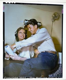 1947 Large Format Color Negative (4" x 5") of Ronald Reagan & Peggy Knudsen on Stallion Road Movie Film Set.