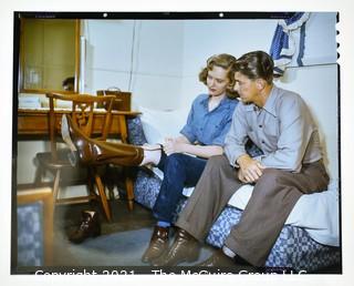 1947 Large Format Color Negative (4" x 5") of Ronald Reagan & Alexis Smith on Stallion Road Movie Film Set.*