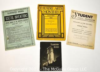 Collection of Vintage Magazines. 1932 Theatre Arts Monthly.  The Illustrated Journal of Useful Inventions.  The Student Outlook. Rockefeller Center - A Photographic Narrative