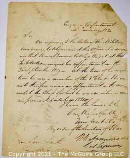 1820 Autographed Letter Signed by Walker Keith Armistead Discussing Military.  