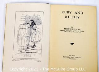 Group of Vintage Children's Books Including Charlotte's Web, Mollly Make Believe, Ruby & Ruthy, Hardy Boys & Not a Bathing Suit in Russia By Will Rogers. 