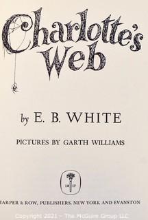 Group of Vintage Children's Books Including Charlotte's Web, Mollly Make Believe, Ruby & Ruthy, Hardy Boys & Not a Bathing Suit in Russia By Will Rogers. 