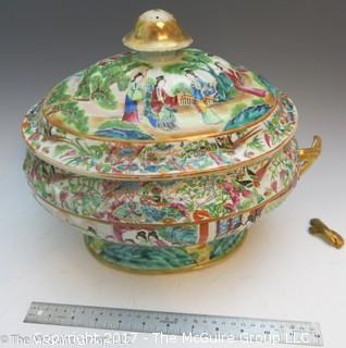 3 pieces of Rose Medallion; each broken (large covered tureen has broken handle, but piece is intact; the other two do not have pieces) REVIEW ALL THE PHOTOS