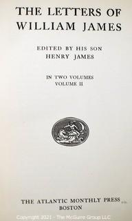 Two Volume Set of The Letters of William James Edited by His Son Henry James circa 1920.