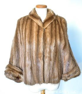 Vintage Honey Brown Mink Coat or Jacket Made By Kramer's of New Haven CT.  Damage to left Shoulder.  See Photo.