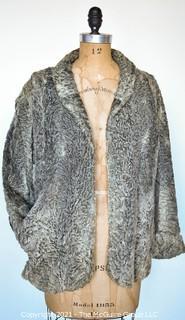 Vintage Malley's Ladies Gray Curly Persian Lamb Fur Coat.