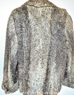 Vintage Malley's Ladies Gray Curly Persian Lamb Fur Coat.