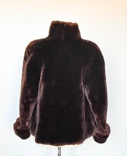 Vintage Chocolate Brown Mouton Fur Swing Coat.  Some Tufting.  