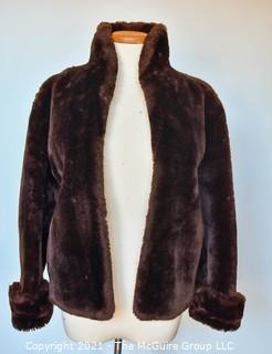 Vintage Chocolate Brown Mouton Fur Swing Coat.  Some Tufting.  