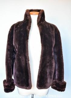 Vintage Chocolate Brown Mouton Fur Swing Coat.  Some Tufting.  