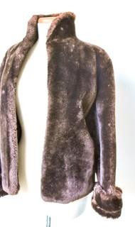 Vintage Chocolate Brown Mouton Fur Swing Coat.  Some Tufting.  