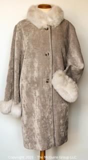 Vintage Silver Gray Coat with White Fur Trim.
