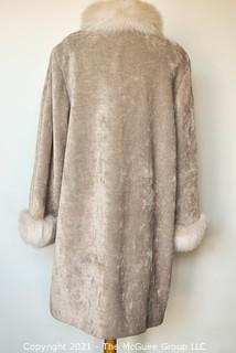 Vintage Silver Gray Coat with White Fur Trim.
