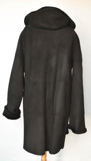 Vintage Black Shearling Coat with Hood. 
