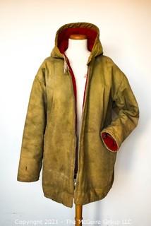 Mid-Century Vintage Winter Canvas Explorer Parka  "Super Paca-Winnipeg"; fully lined in red flannel.  size 38L