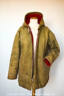 Mid-Century Vintage Winter Canvas Explorer Parka  "Super Paca-Winnipeg"; fully lined in red flannel.  size 38L