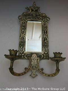 Early 20th C Brass wall mirror