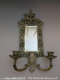 Early 20th C Brass wall mirror