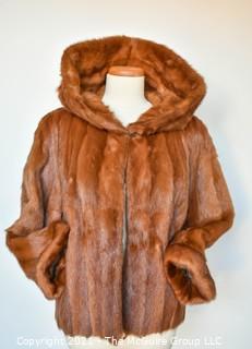 Vintage Chestnut Mink Fur Coat or Jacket with Hood Made By Leaders Fur of Toronto. 