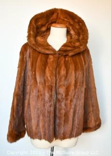 Vintage Chestnut Mink Fur Coat or Jacket with Hood Made By Leaders Fur of Toronto. 