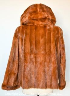 Vintage Chestnut Mink Fur Coat or Jacket with Hood Made By Leaders Fur of Toronto. 