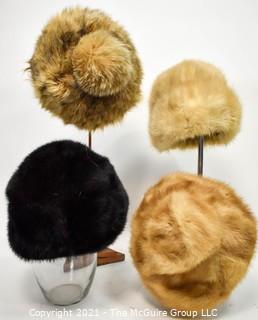 Four (4) Vintage Mink Fur Hats. 
